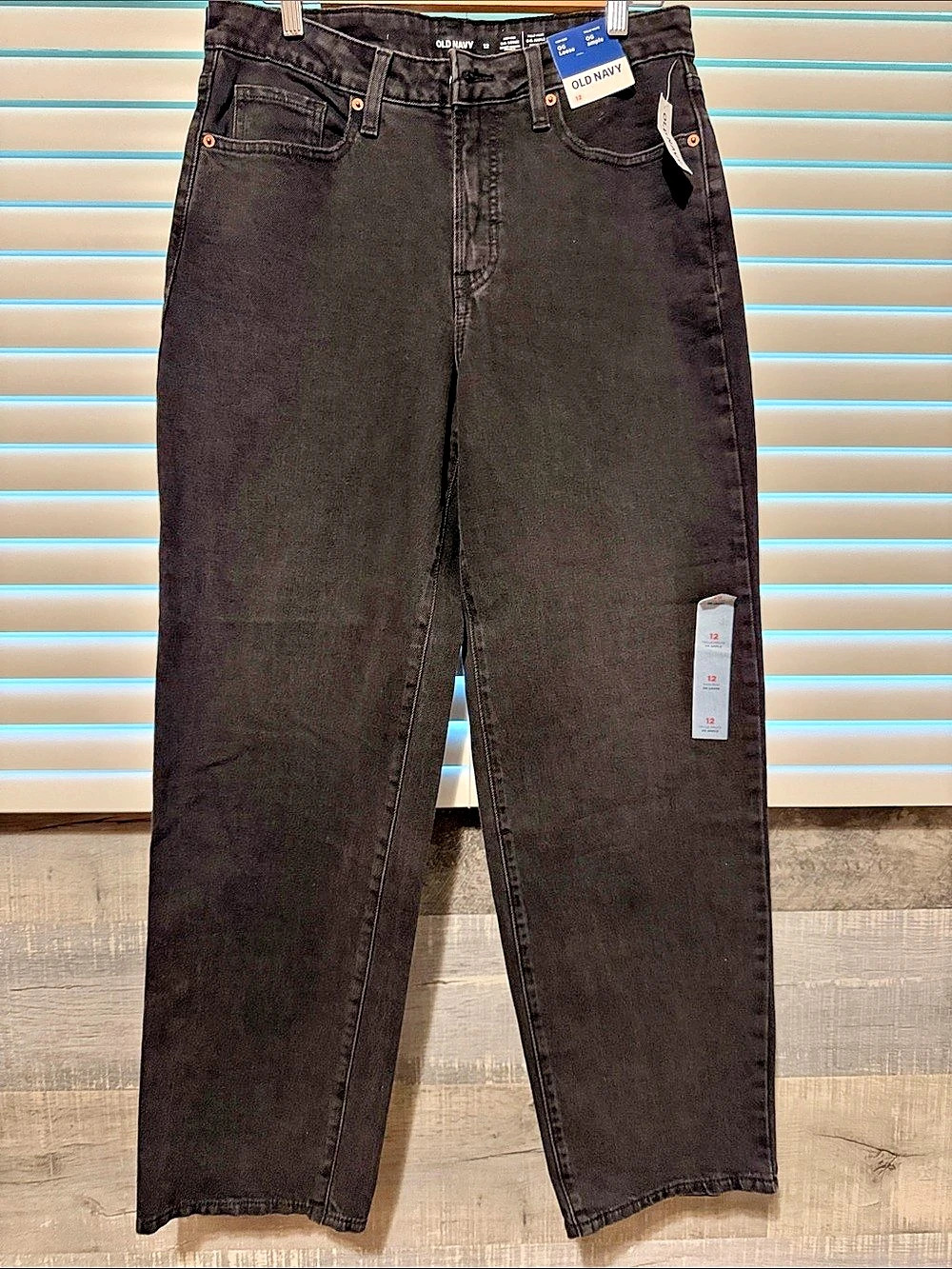 Old Navy High-Rise O.G. Loose Jeans Black Straight Leg Jeans Waist 12